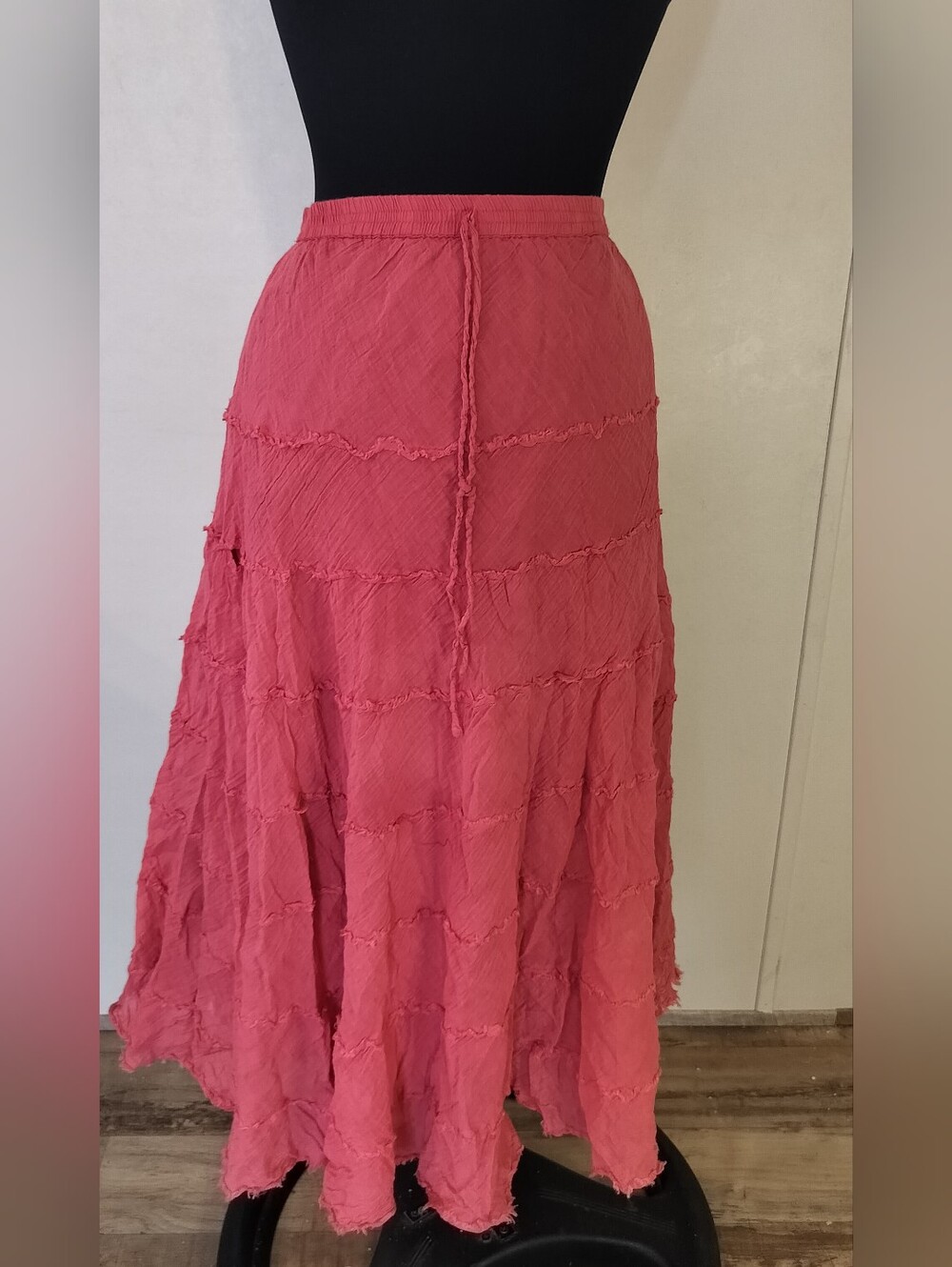 Metro Wear Tiered Maxi Skirt - Coral Pink
